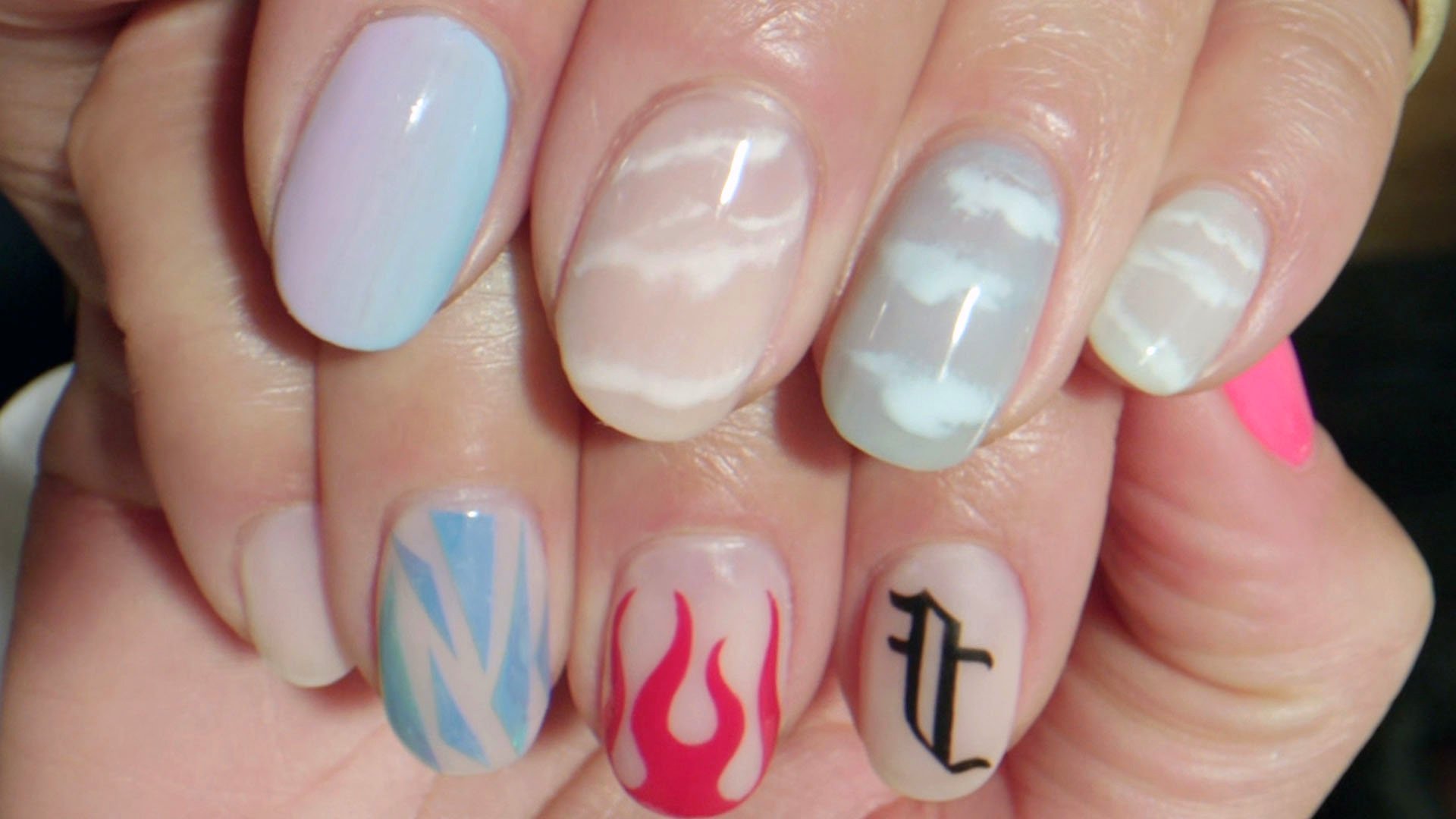 Designer Inspired Nail Stickers-LV - Curves & Sparkle Nail Designs