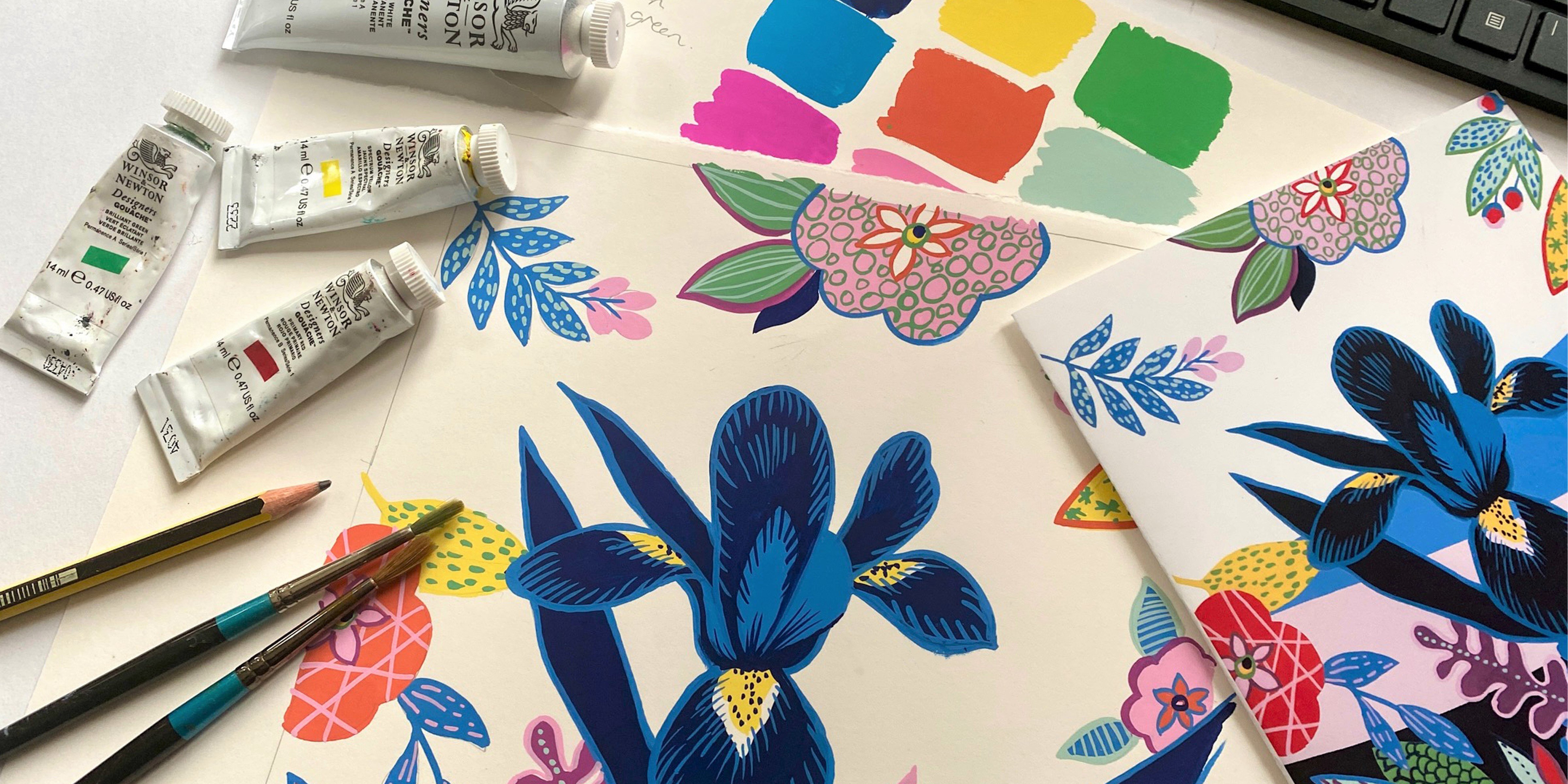 Paint to Print: Digitize a Gouache Floral Design for a Greeting Card, Kate  Cooke