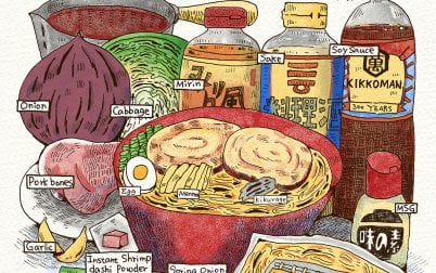 Illustrating Ramen Recipes with Visual Storytelling: Mixing Hand-Drawn Lines with Digital Color