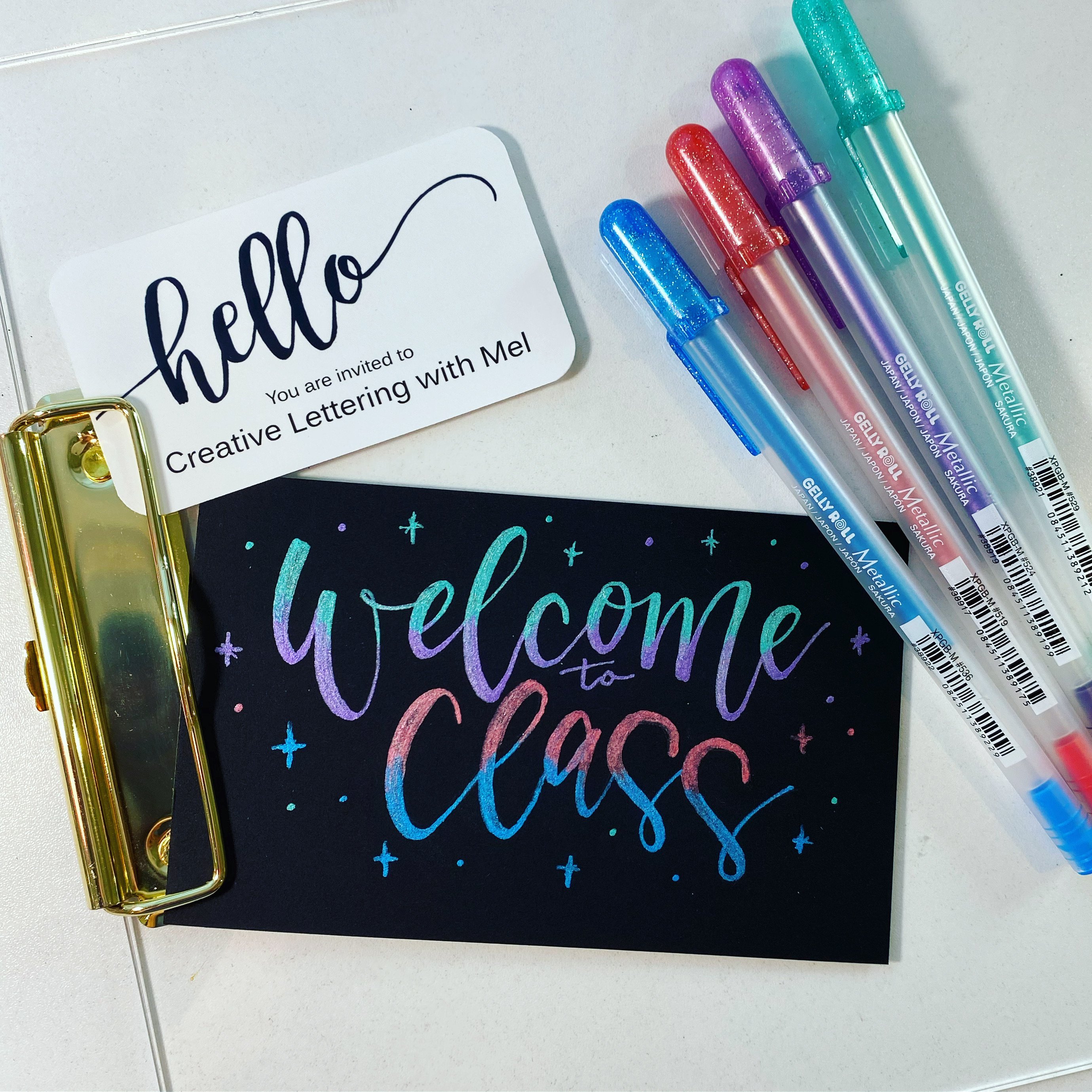 Easy Watercolor Galaxy Lettering with Faux Brush Calligraphy for