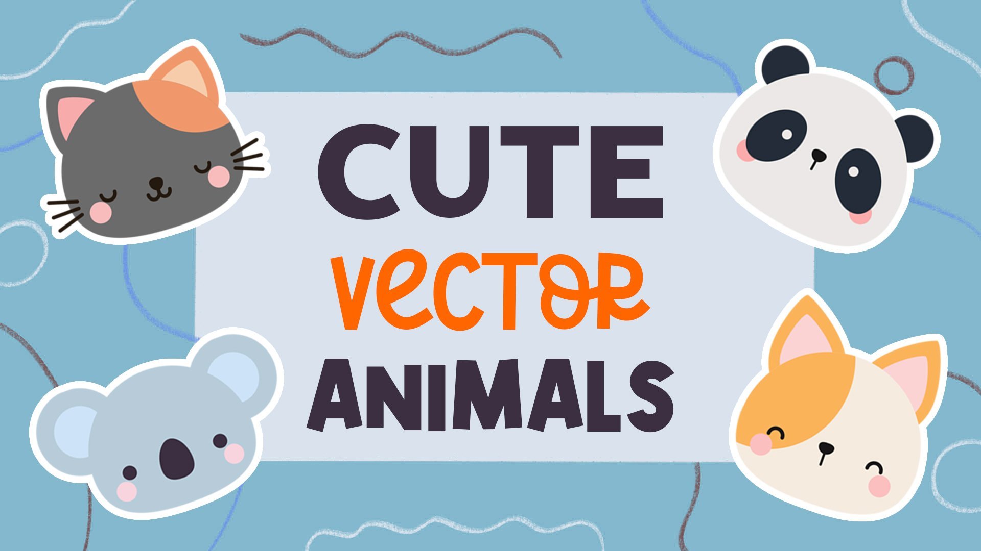 Kawaii Animals Stroke Collection Vector Download