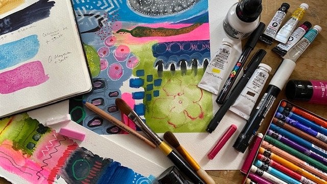 Creativity Experiments: Mixed Media Abstract Painting, Kate Cooke