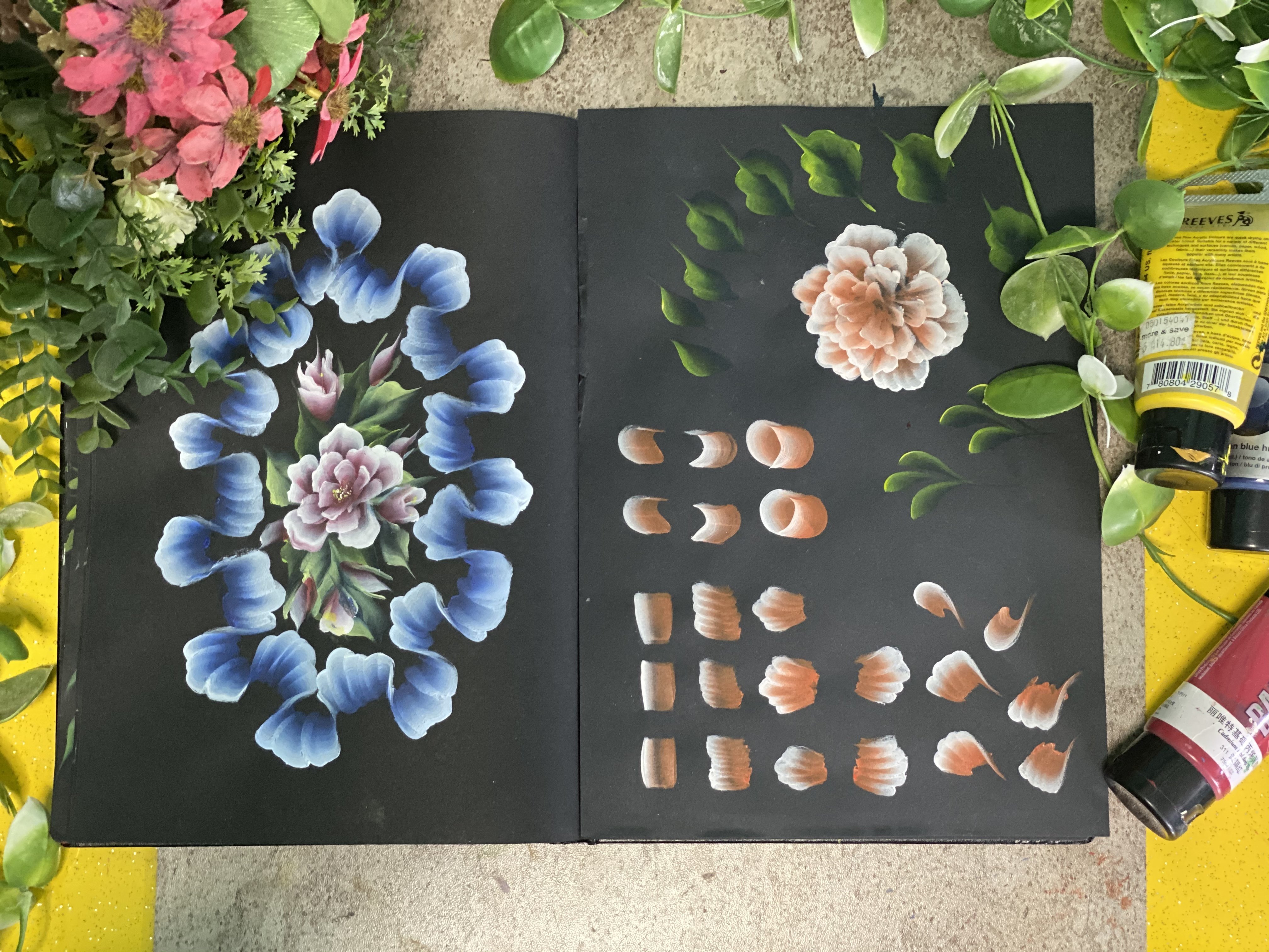 Straw-Print Flower Painting Craft