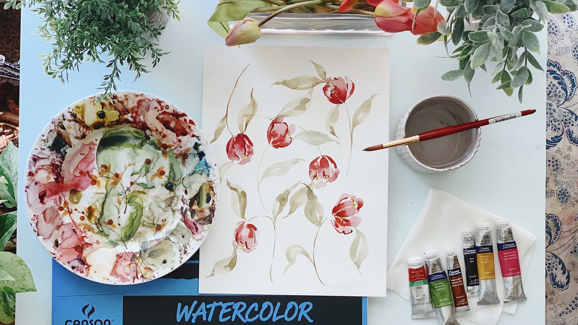 how-to-paint-loose-watercolor-tulips-cara-rosalie-olsen-skillshare