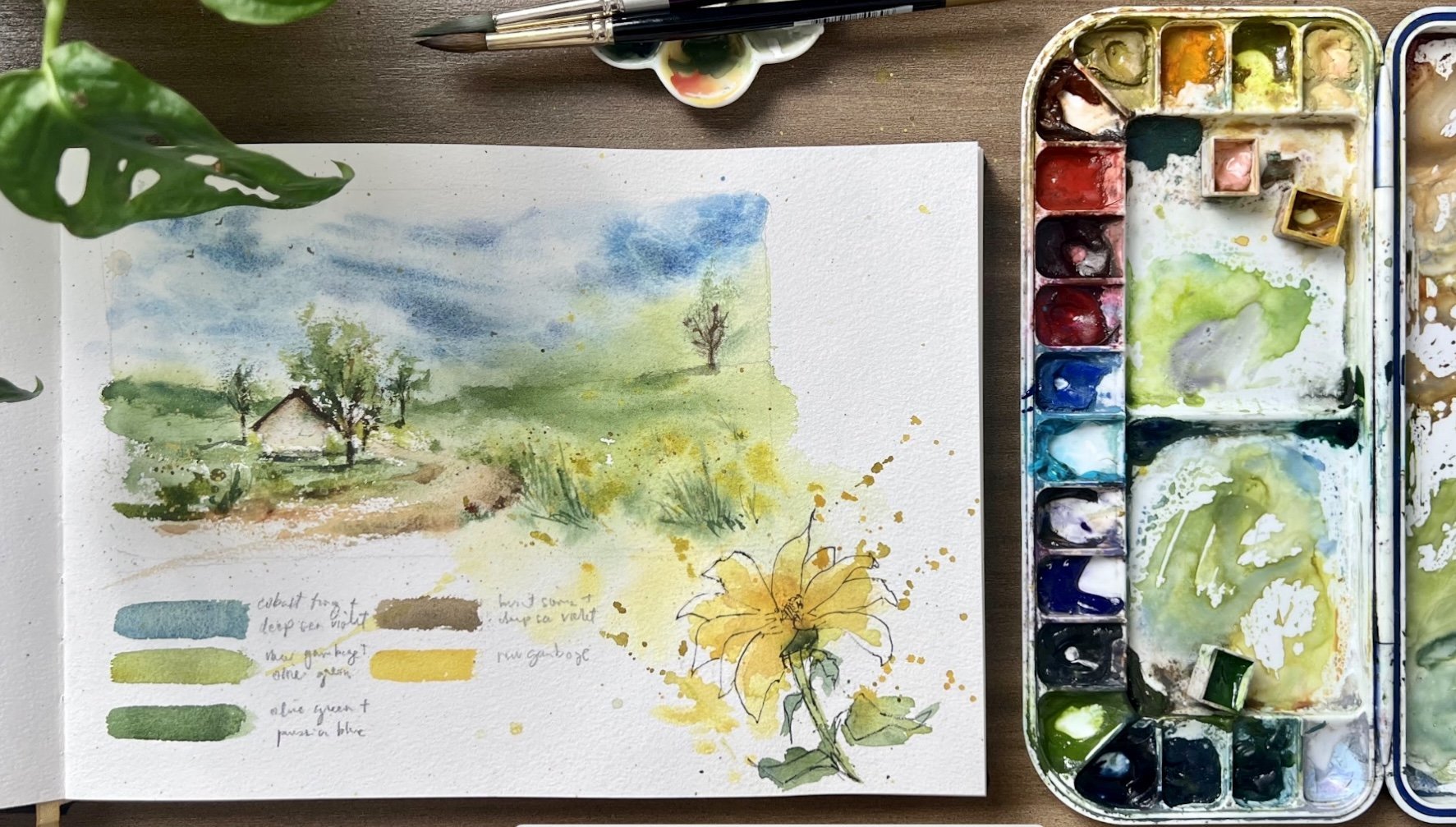 Sketchbook Fun: Watercolor Swatch Spread