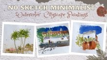 Pinturas en acuarela de paisajes urbanos sin bocetos: sombras ...