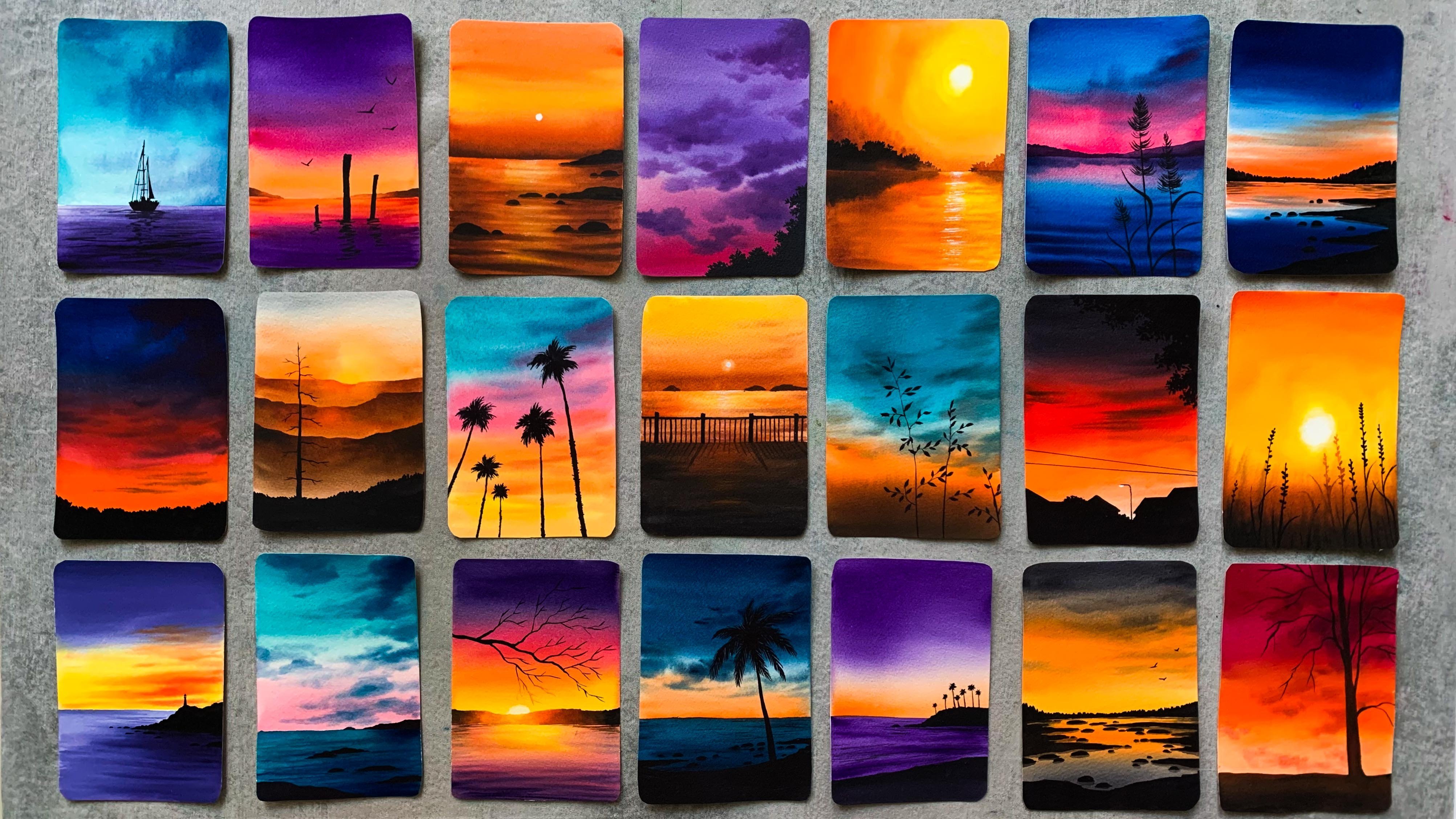 Desenho praia  Easy canvas art, Mini canvas art, Sunset canvas painting