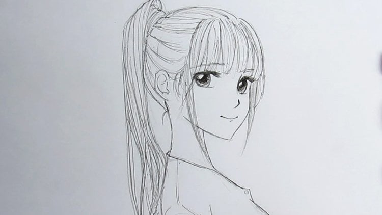 anime ponytail drawing