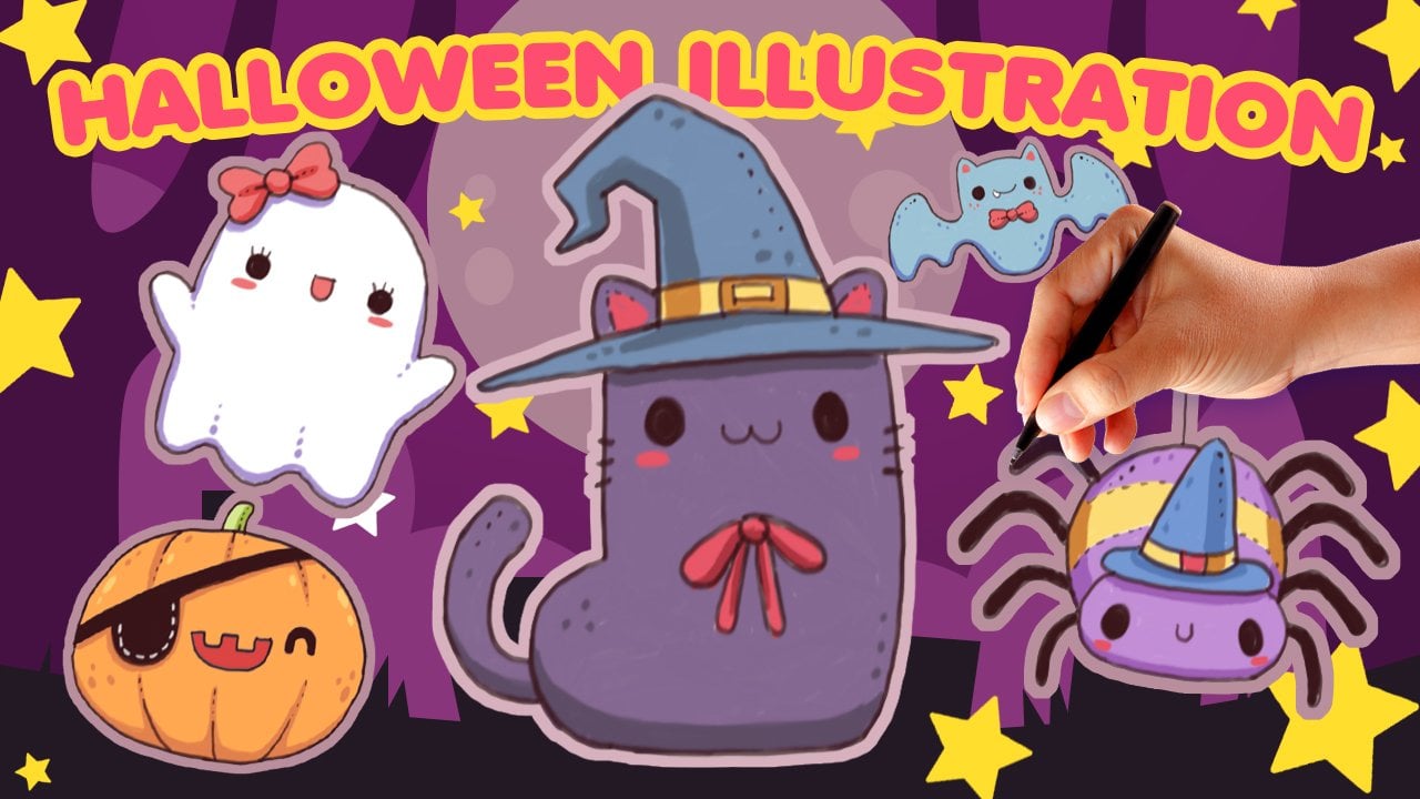 How to Draw Cute Halloween Stuff - Drawing Cartoon Animation