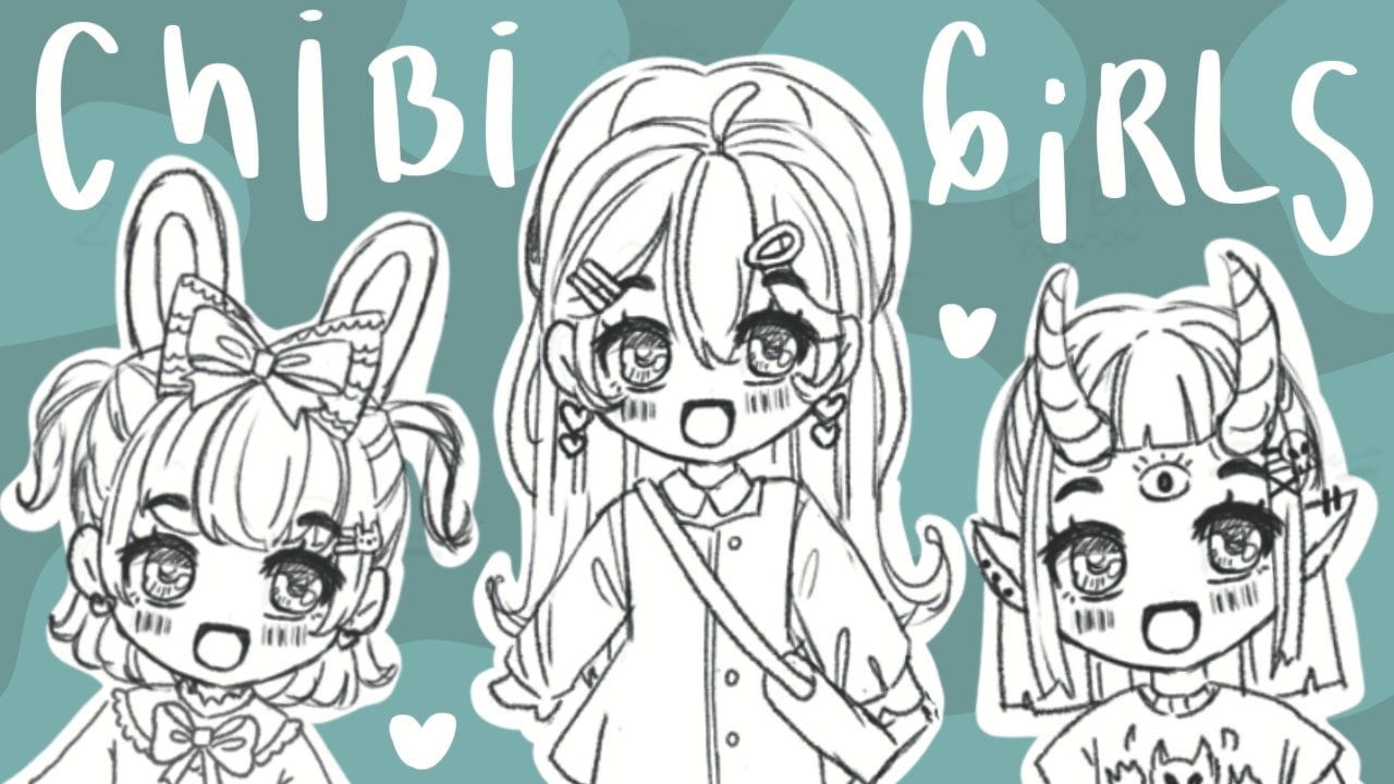 Chibi, amigos do estúdio gacha, ângulo, branco png