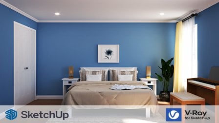 Schlafzimmerdesign mit Sketchup und Vray lernen | Innenarchitekturkurs