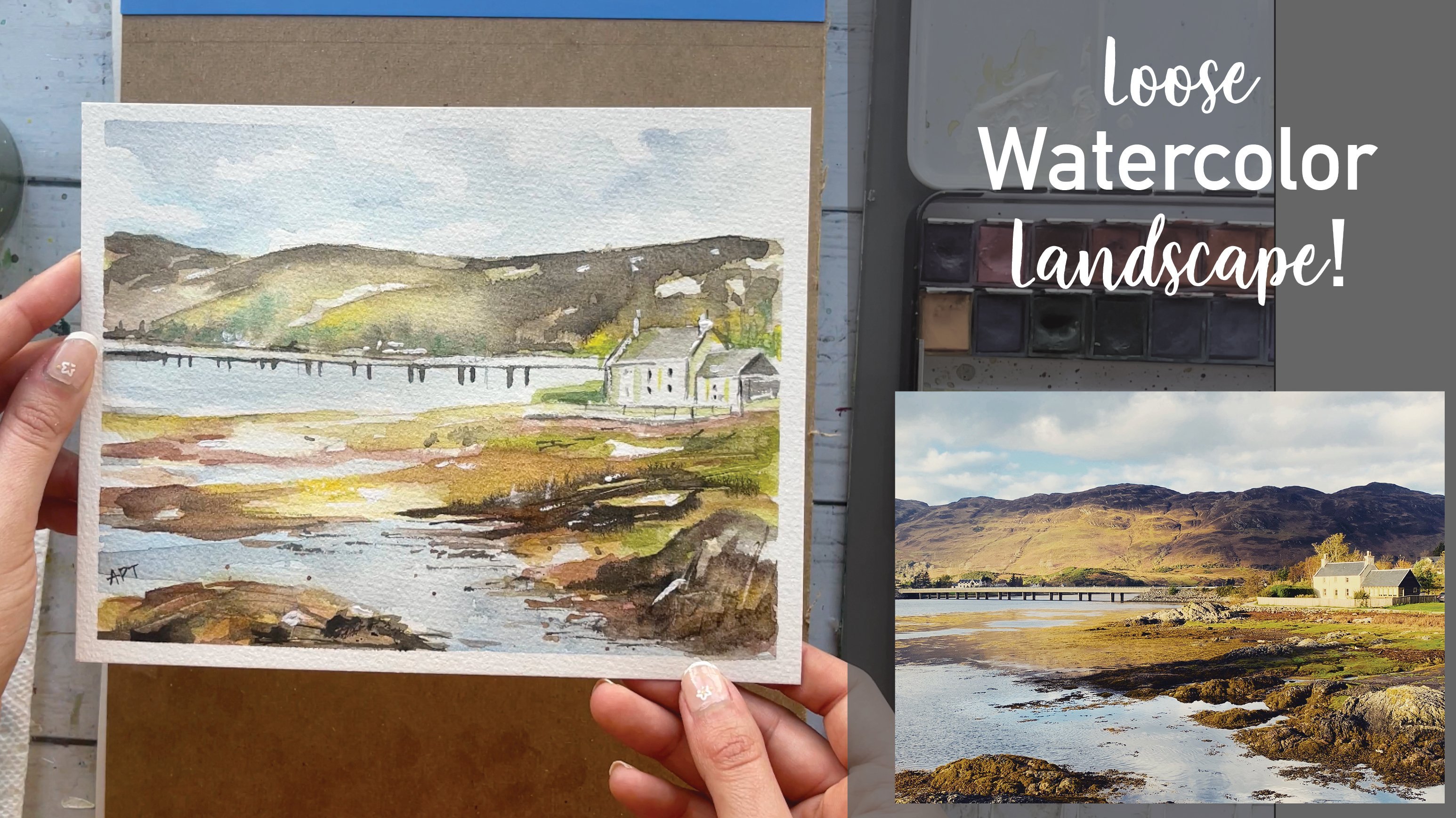 Watercolor Landscape Painting Tutorial from a Photo – Camera and a Canvas