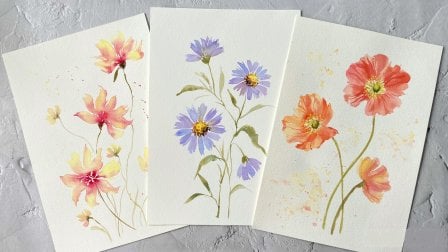 Loose but precise: Expressive and simple floral paintings in