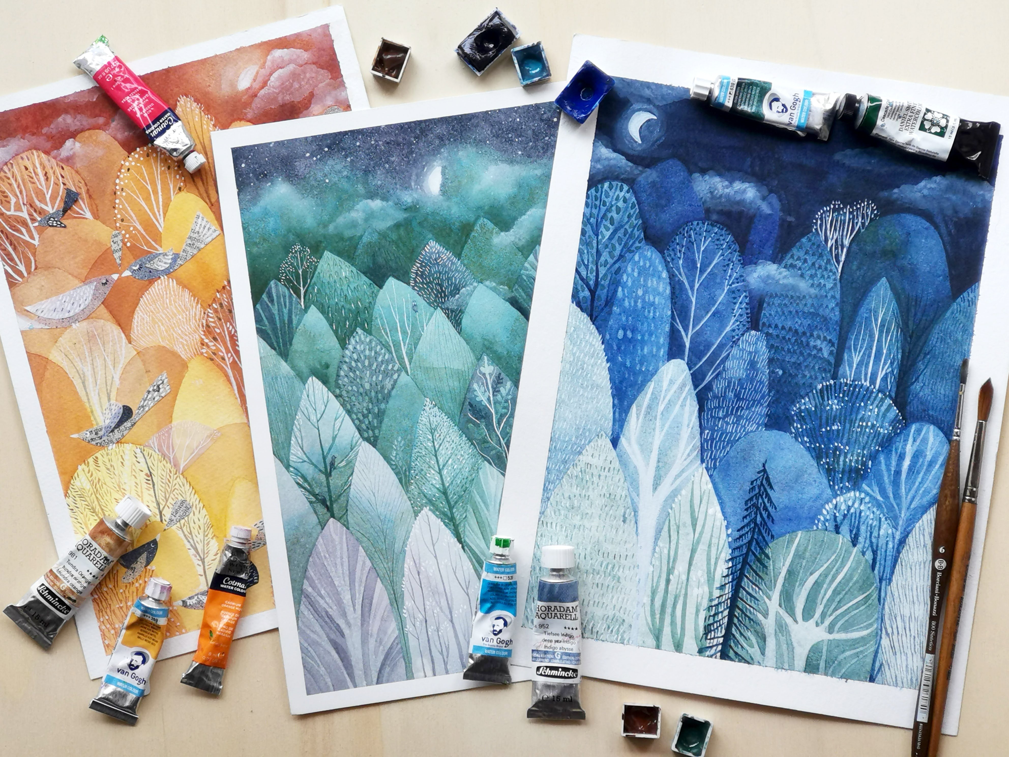 Watercolor Negative Painting: Learn and Paint a Fairy Forest