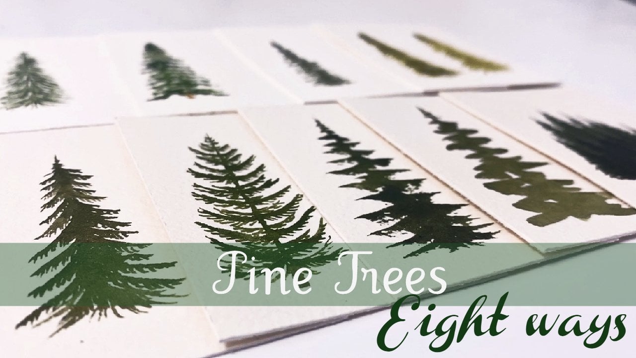 8 Techniques for Painting Watercolor Pine Trees, Julia Lis Art