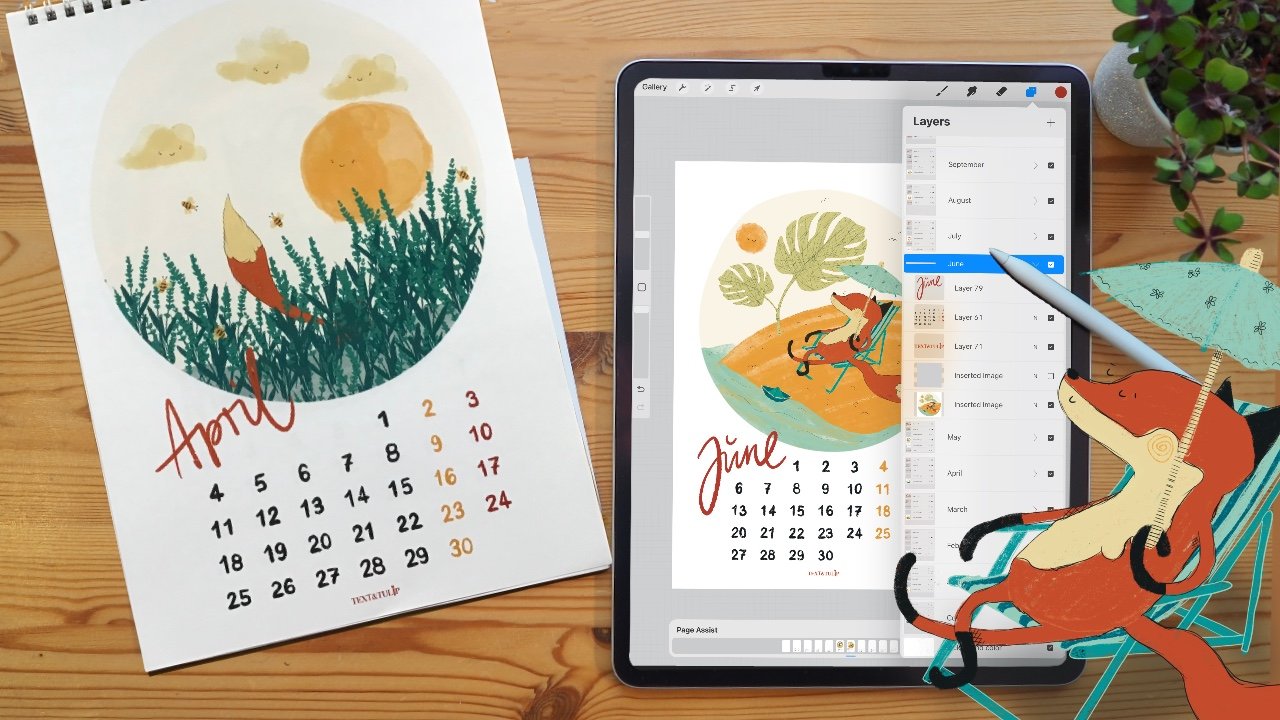 Put Your Art into your own Calendar Design with Procreate Page Assist