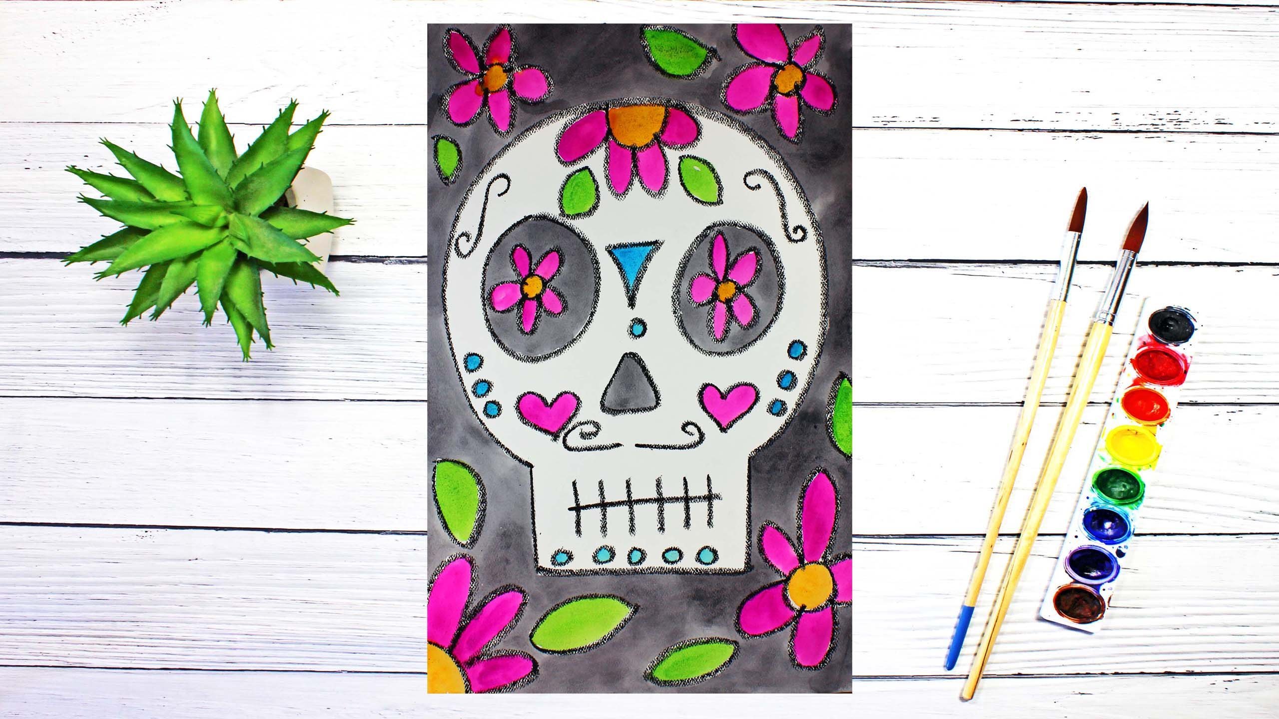 skull drawing for kids