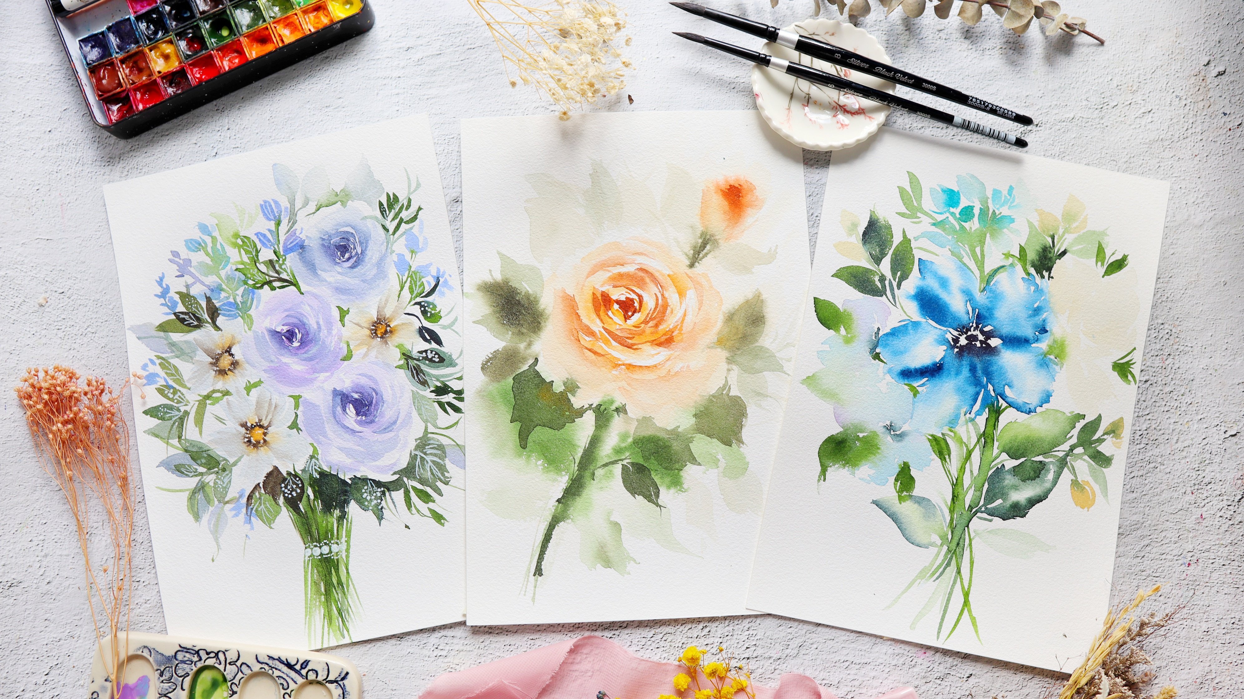 15-Day Watercolor Challenge: Paint Loose Florals Using Color Prompts, Joly  Poa