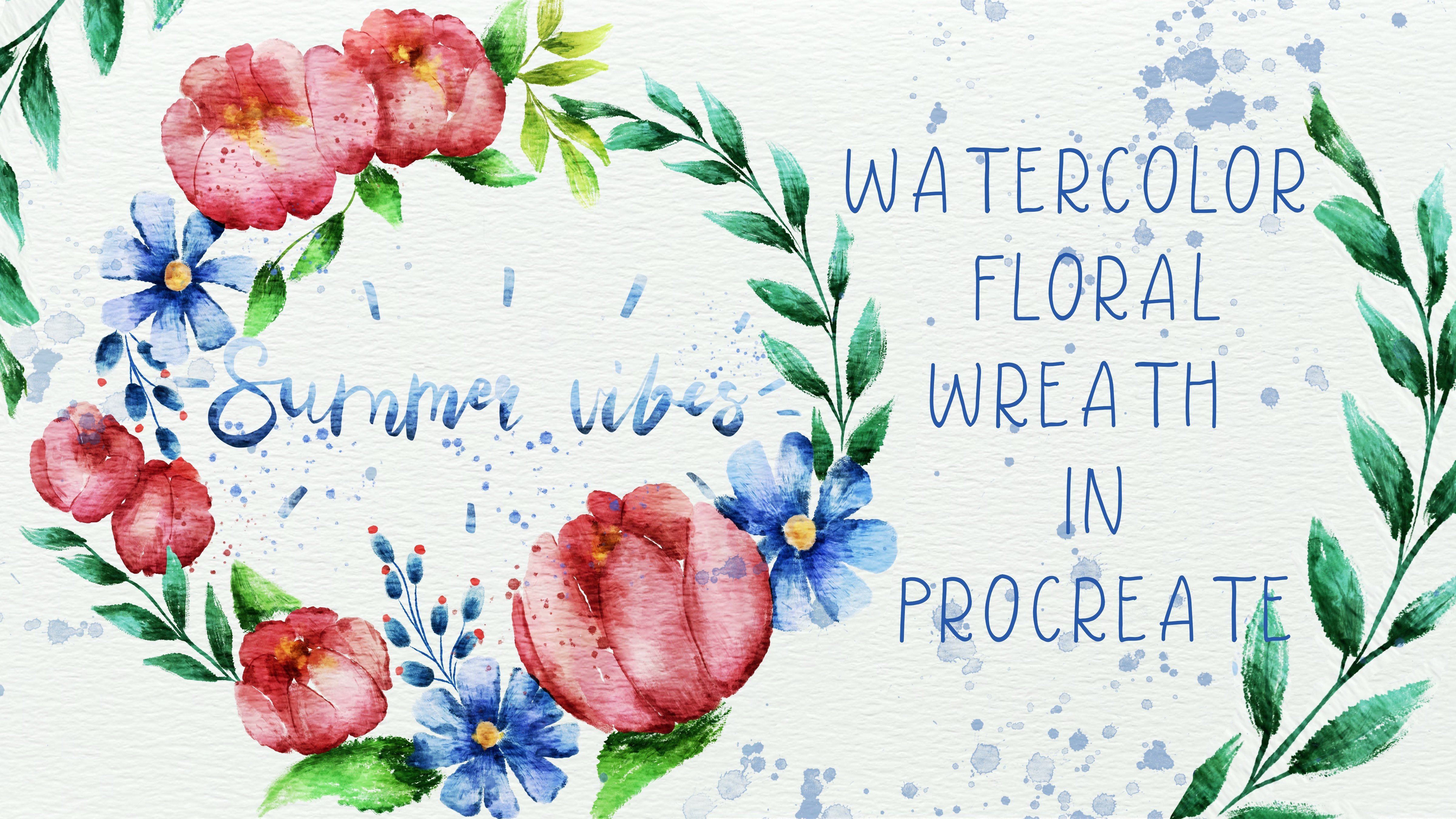 Watercolor Floral Clipart Frames Wreaths Blue Yellow Bright 