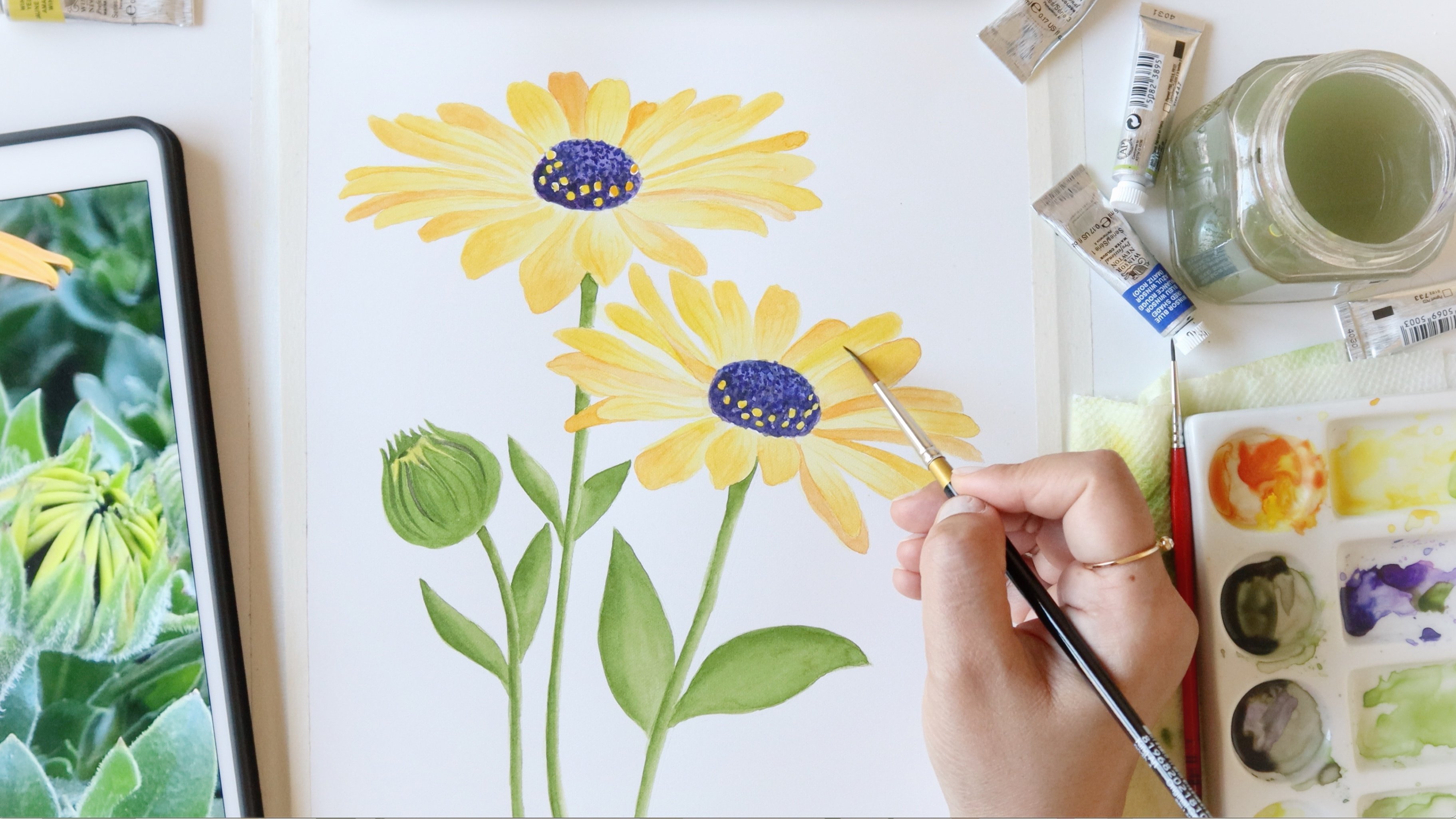 Botanical Watercolour art, Go with the flow.