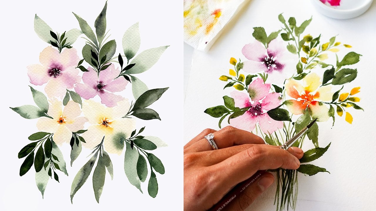 Loose Watercolor Florals: Learn To Paint Easy Flower Compositions And  Bouquets - Design Cuts