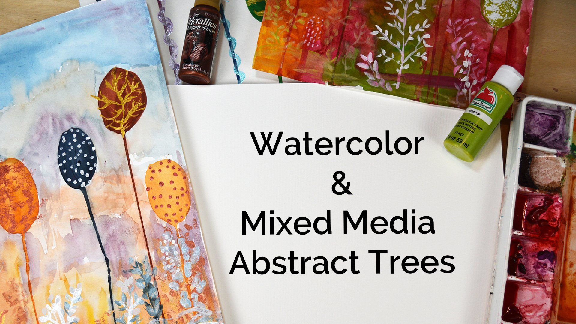 Watercolor & Mixed Media Abstract Tree Landscape For Beginners | Karen ...