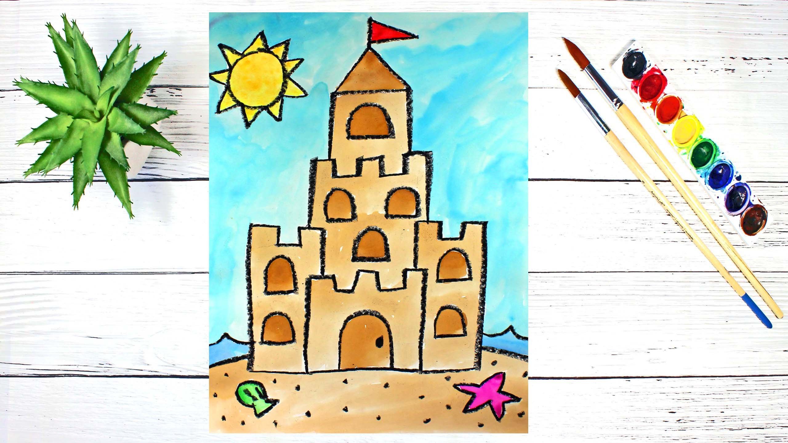 kids sand castle drawing