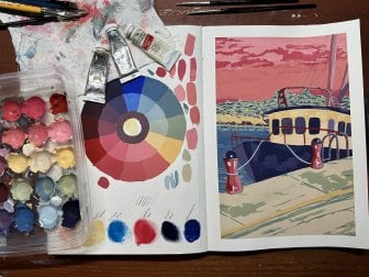 Using GOUACHE, learn how to paint this fishing trawler using only THREE COLOURS!