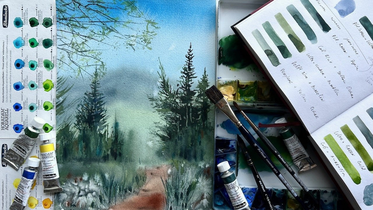 How to mix greens using watercolors - Painting With Watercolors