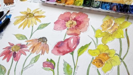 Create Beautiful Line and Wash Flowers: A Beginner-Friendly Guide