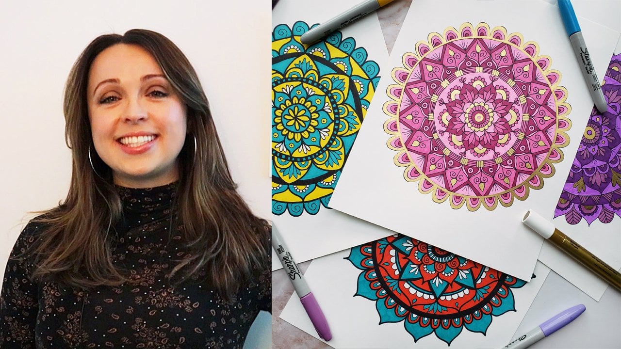 Hand Drawing Mandala-Blue Color Original Unique Mind Relaxation Mandala Art.