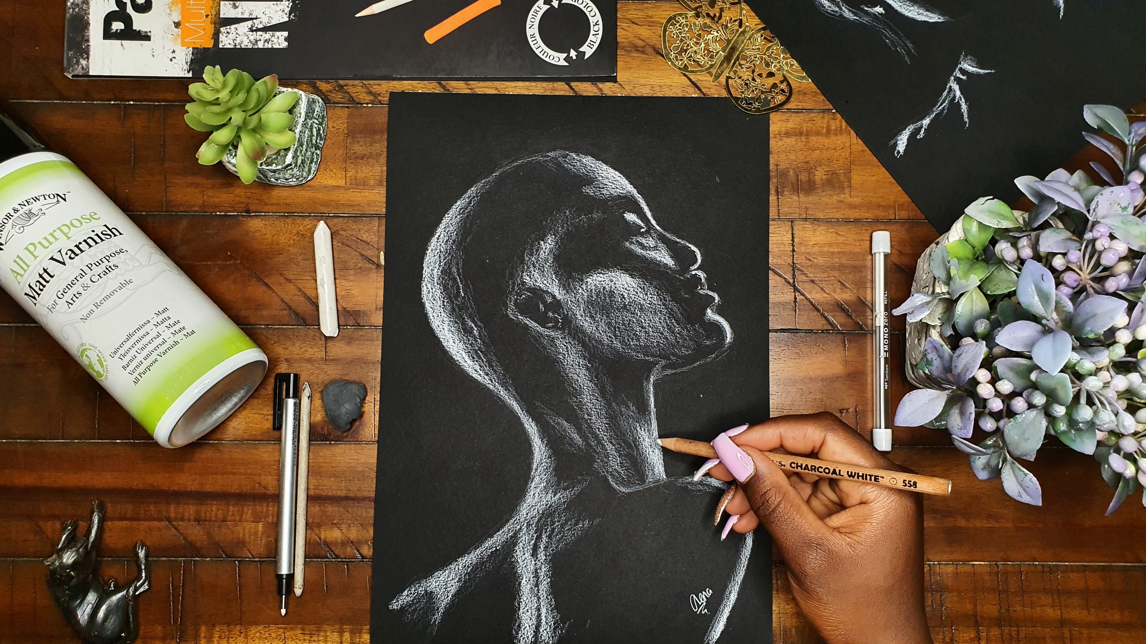 My Charcoal Portrait process and tools : r/Art