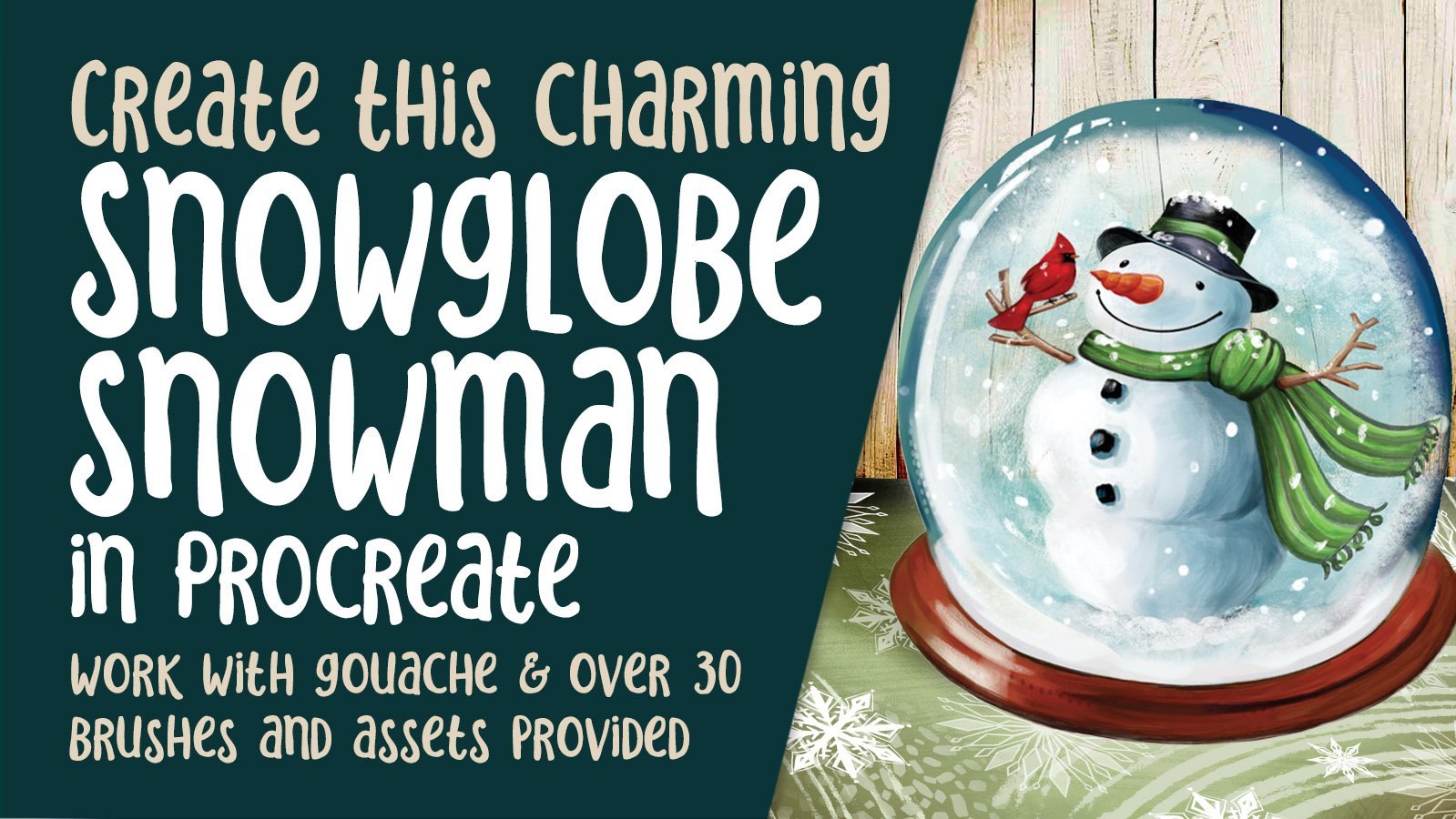 Create a Charming Snow Globe Snowman In Procreate with 22 Brushes and Other  Assets Provided, Delores Naskrent