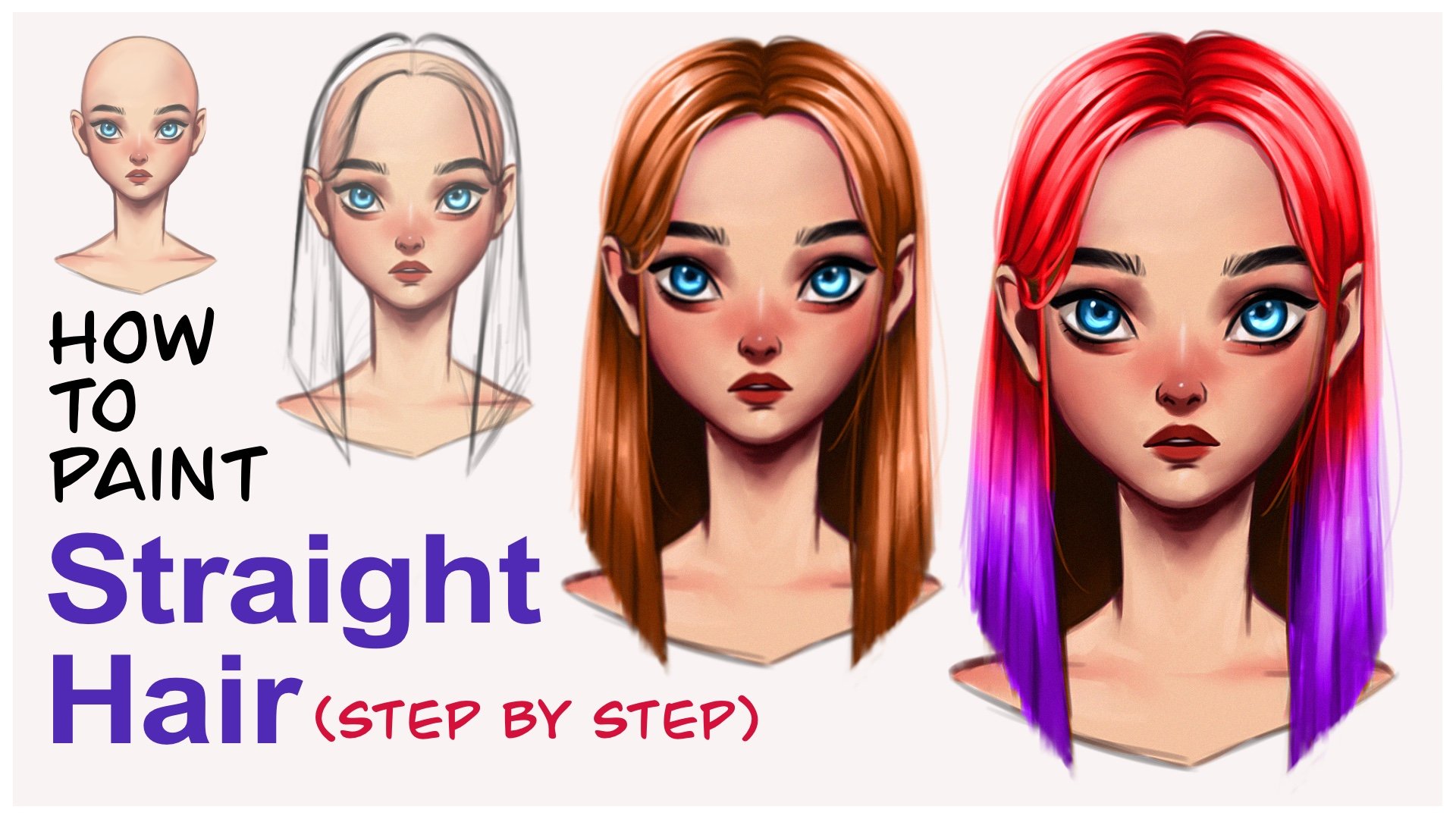 How to paint. Рисунок волосы разной длины стрижка. Draw hair Procreate Step by Step. Волосы да пеинта. How to Paint Step by Step Digital.