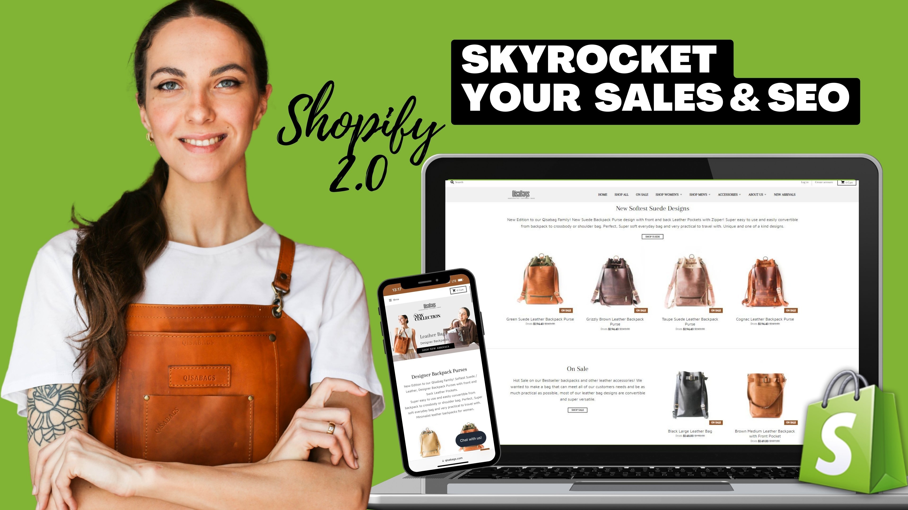 Leather Handbag Shopify Home Page Desktop Banner Design Templates