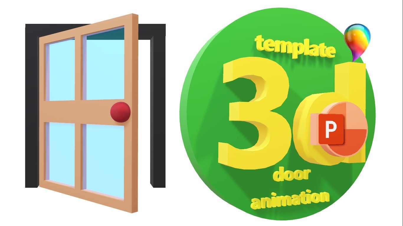 Open A Door Looking  3D Animated Clipart for PowerPoint