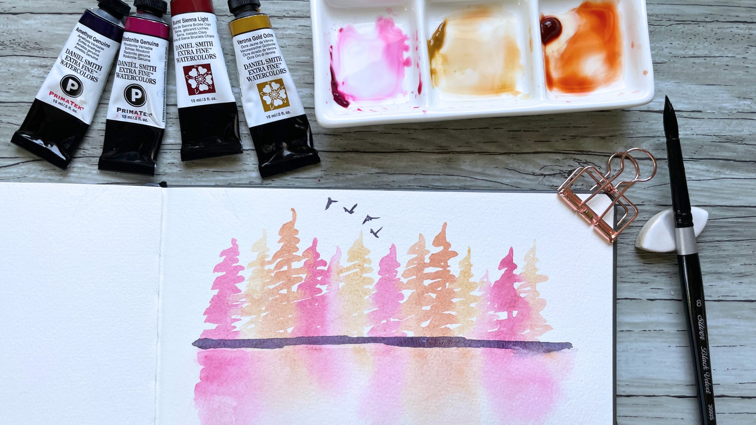 Painting a Loose Scenery with Daniel Smith Watercolors