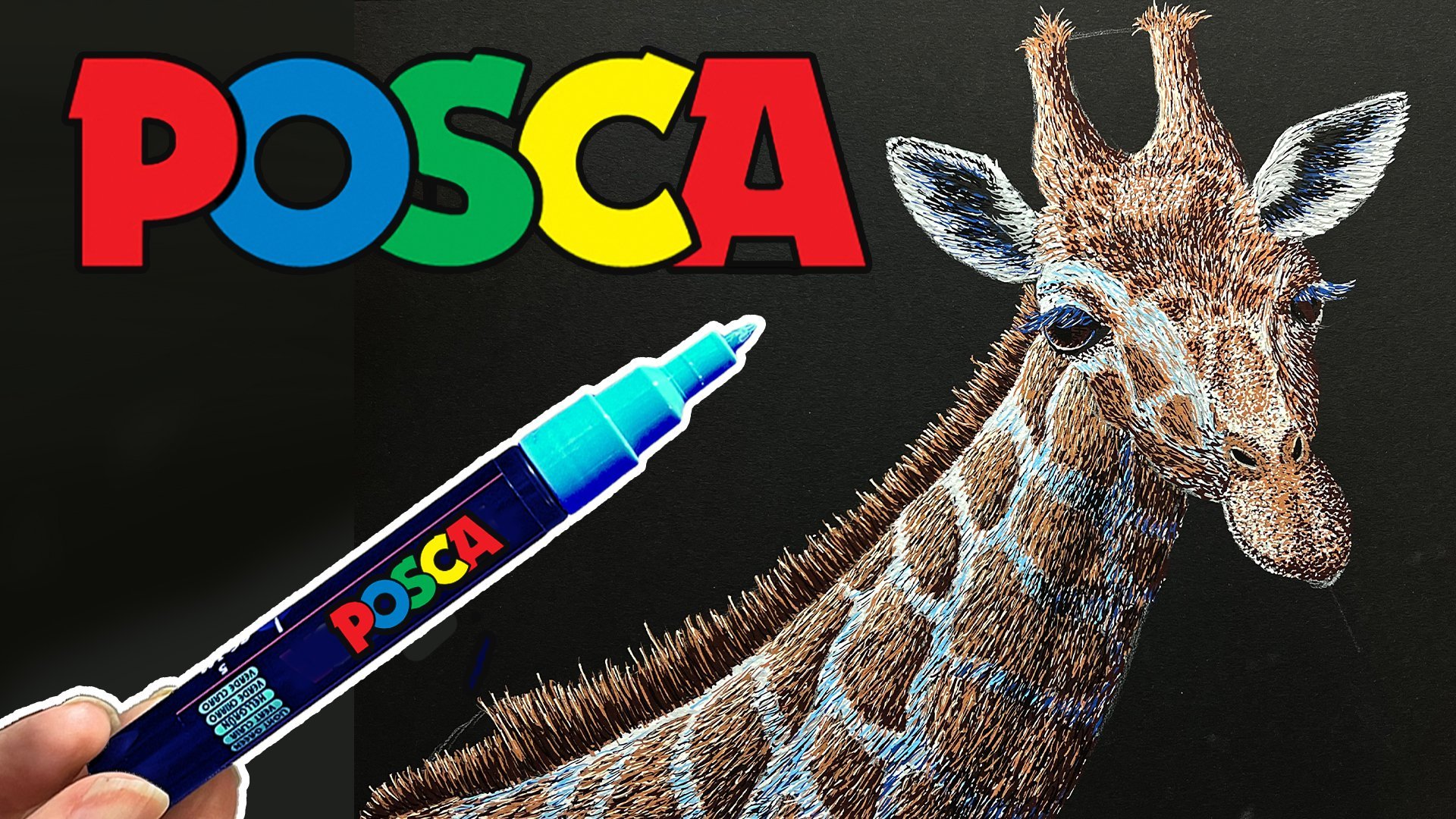 Animal Drawing: Giraffe Drawing with Posca Pens - Easy Drawing for