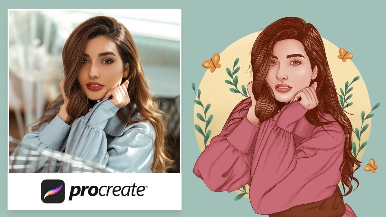 Digital Illustration: Attractive Portrait Drawing from Photo in