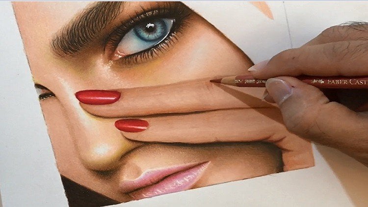 how to color a face with colored pencils