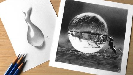 water drop drawing 3d