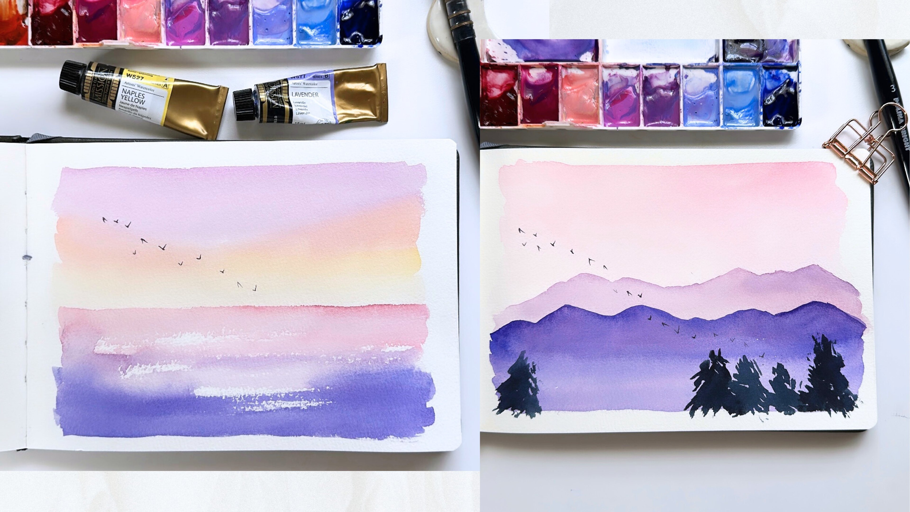 How to Paint Watercolor Mountains for Beginners, Madeline Kerrii