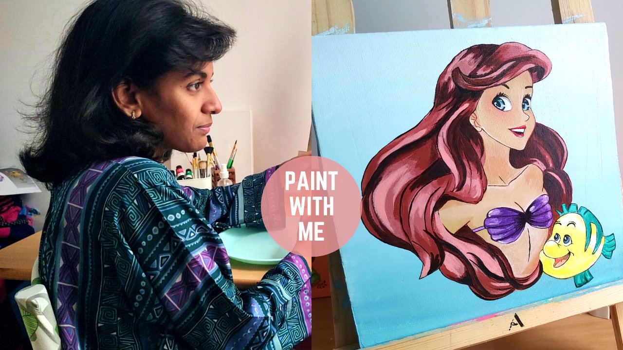 Pintura Ariel: la pequeña sirena | acrílica Skillshare pintura fácil Surbhi Shrivastava | 