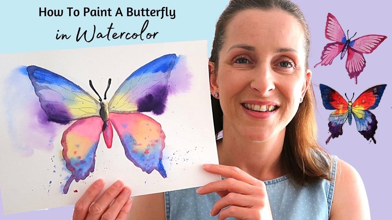 Como pintar uma borboleta 3 maneiras : um tutorial de aquarela fácil para  iniciantes, Lindsey Dawn Art